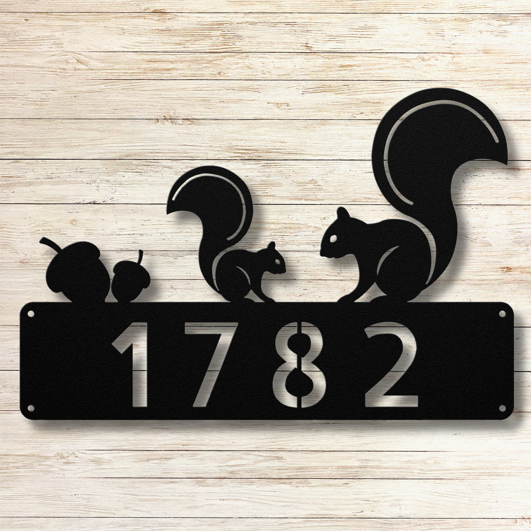 Squirrels Metal Address Sign