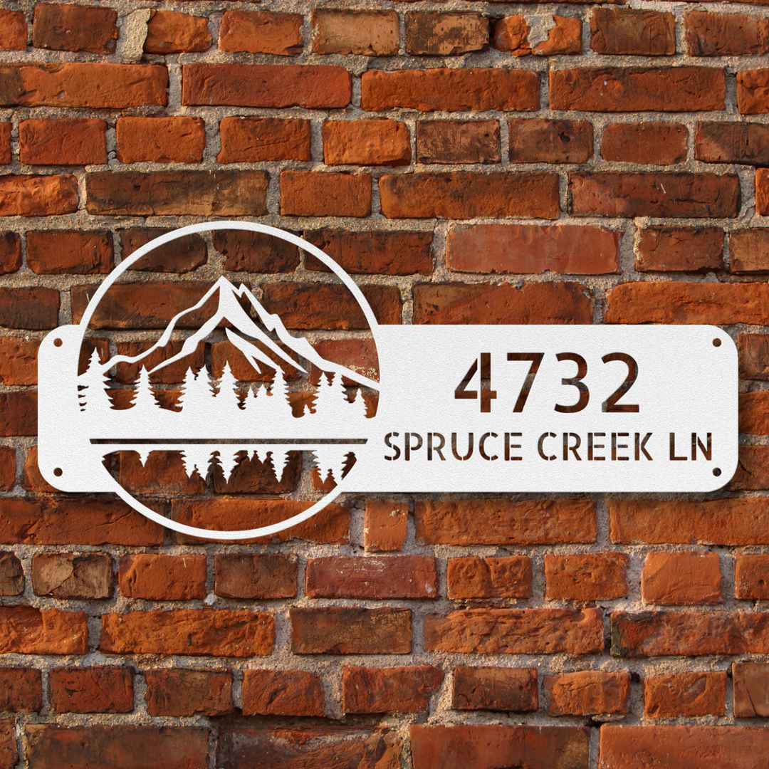 Mountains Metal Address Sign