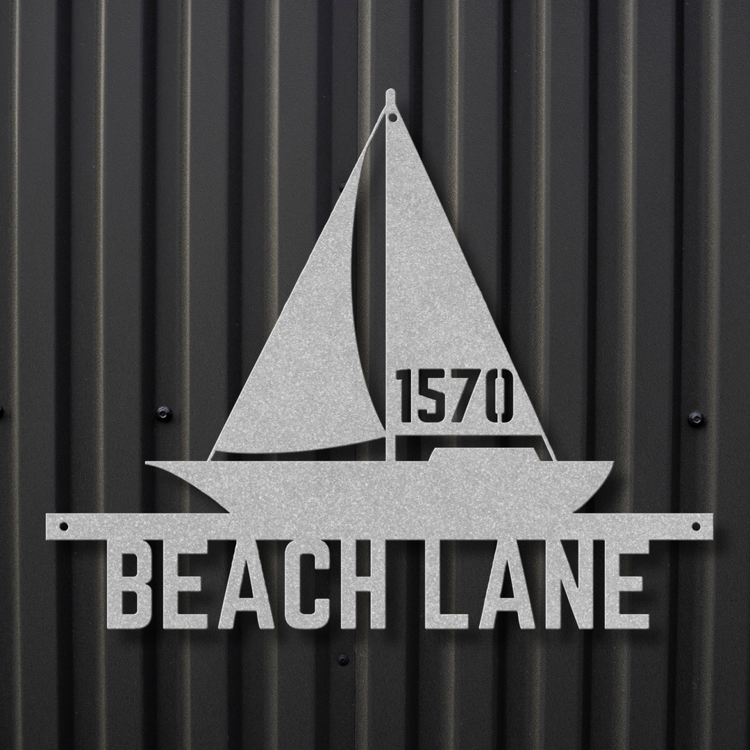 Sailboat Metal Address Sign