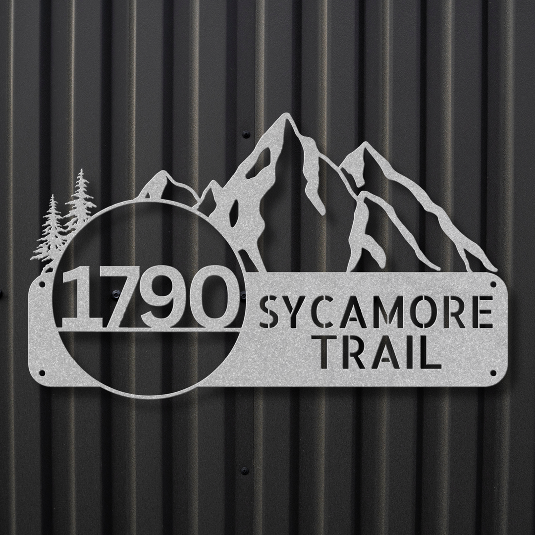 Mountains Metal Address Sign
