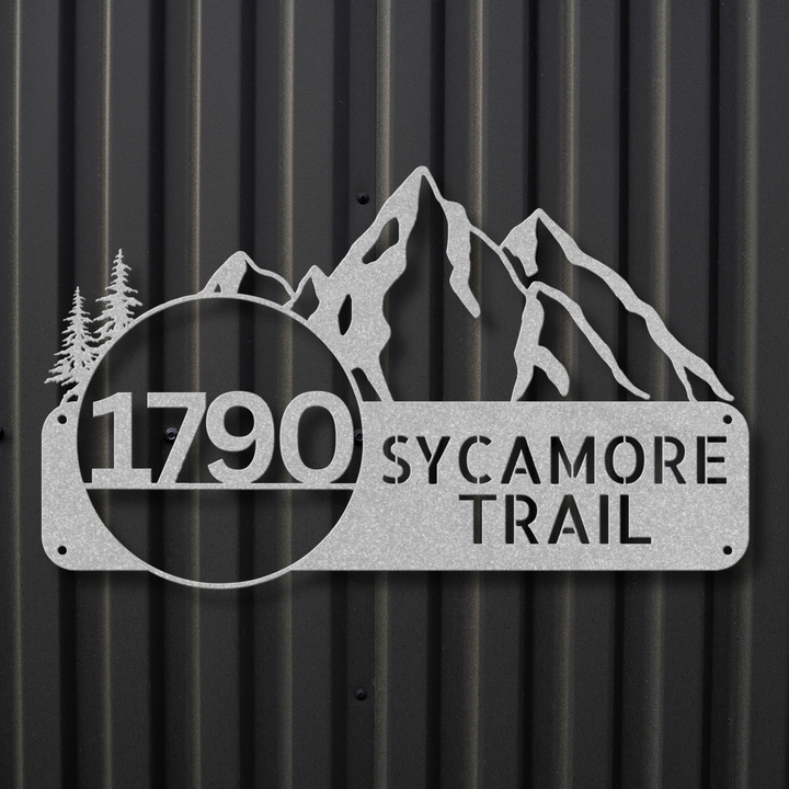 Mountains Metal Address Sign