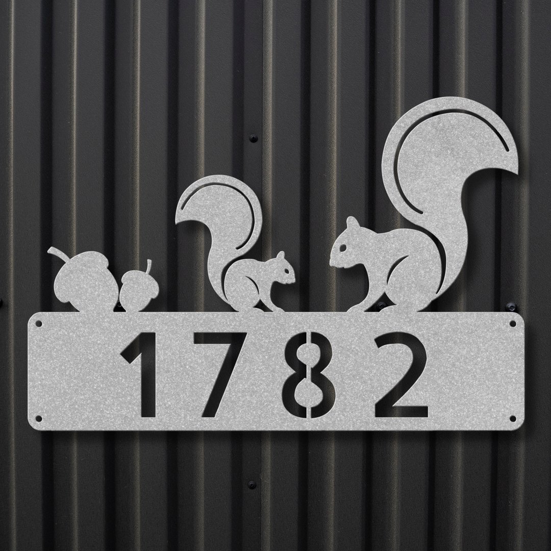 Squirrels Metal Address Sign