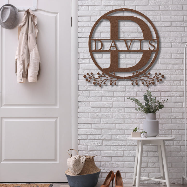 Monogram Name Metal Sign