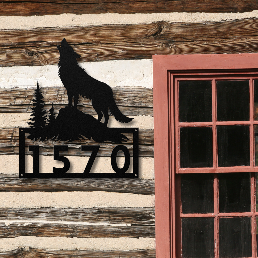 Wolf Metal Address Sign