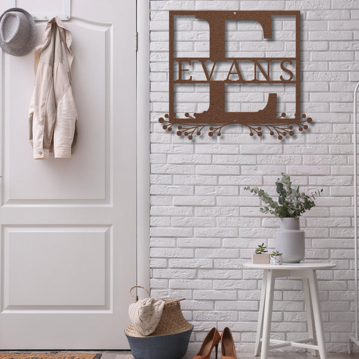 Monogram Name Metal Sign