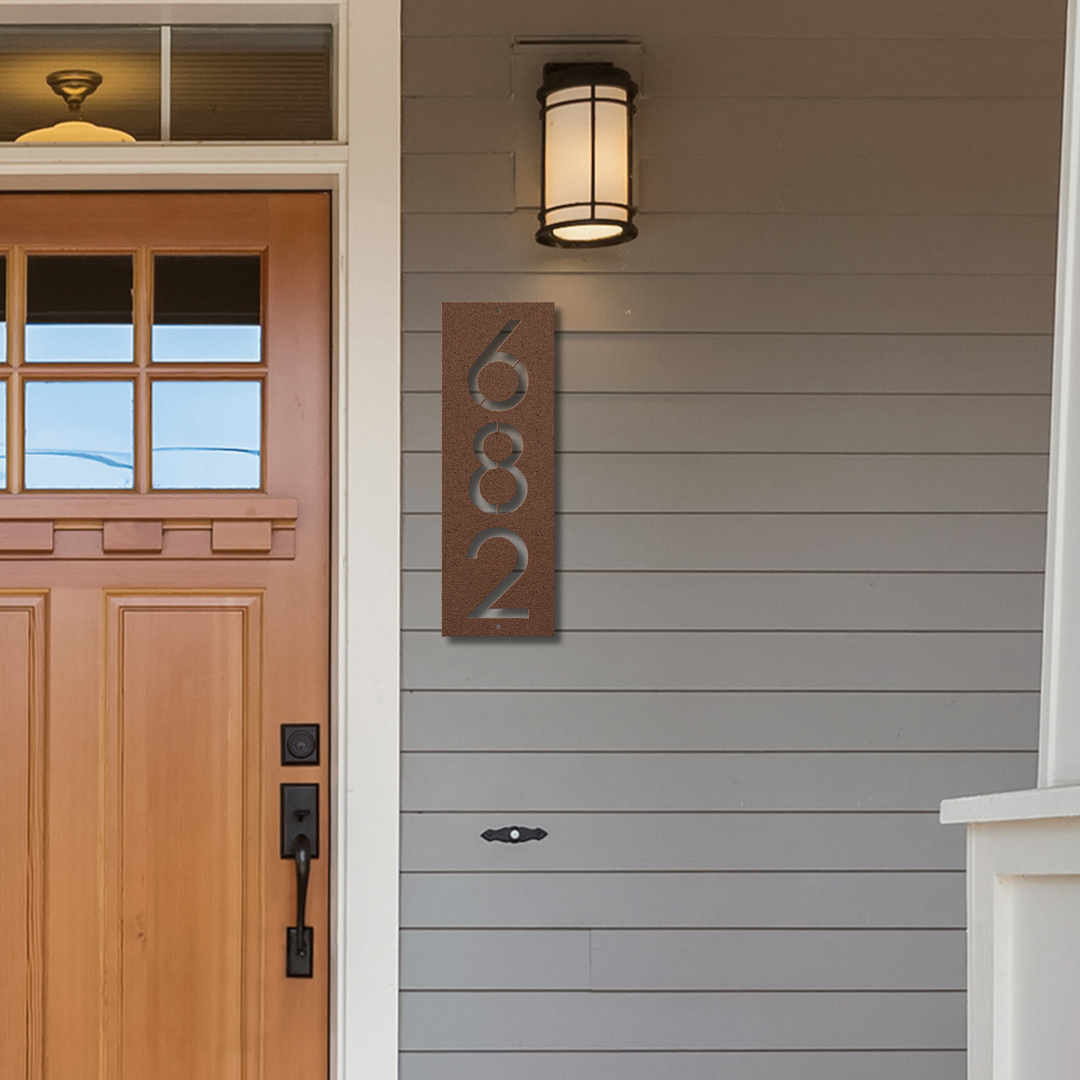 Modern Vertical Metal Address Sign