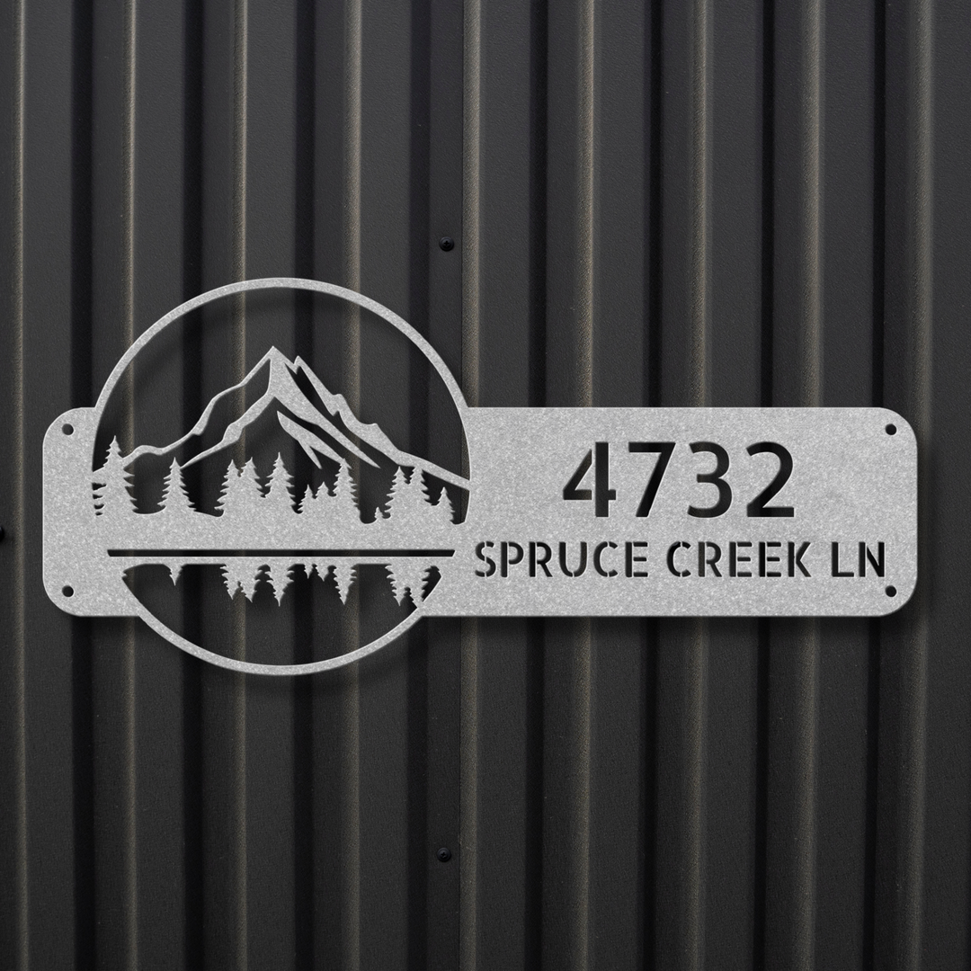 Mountains Metal Address Sign