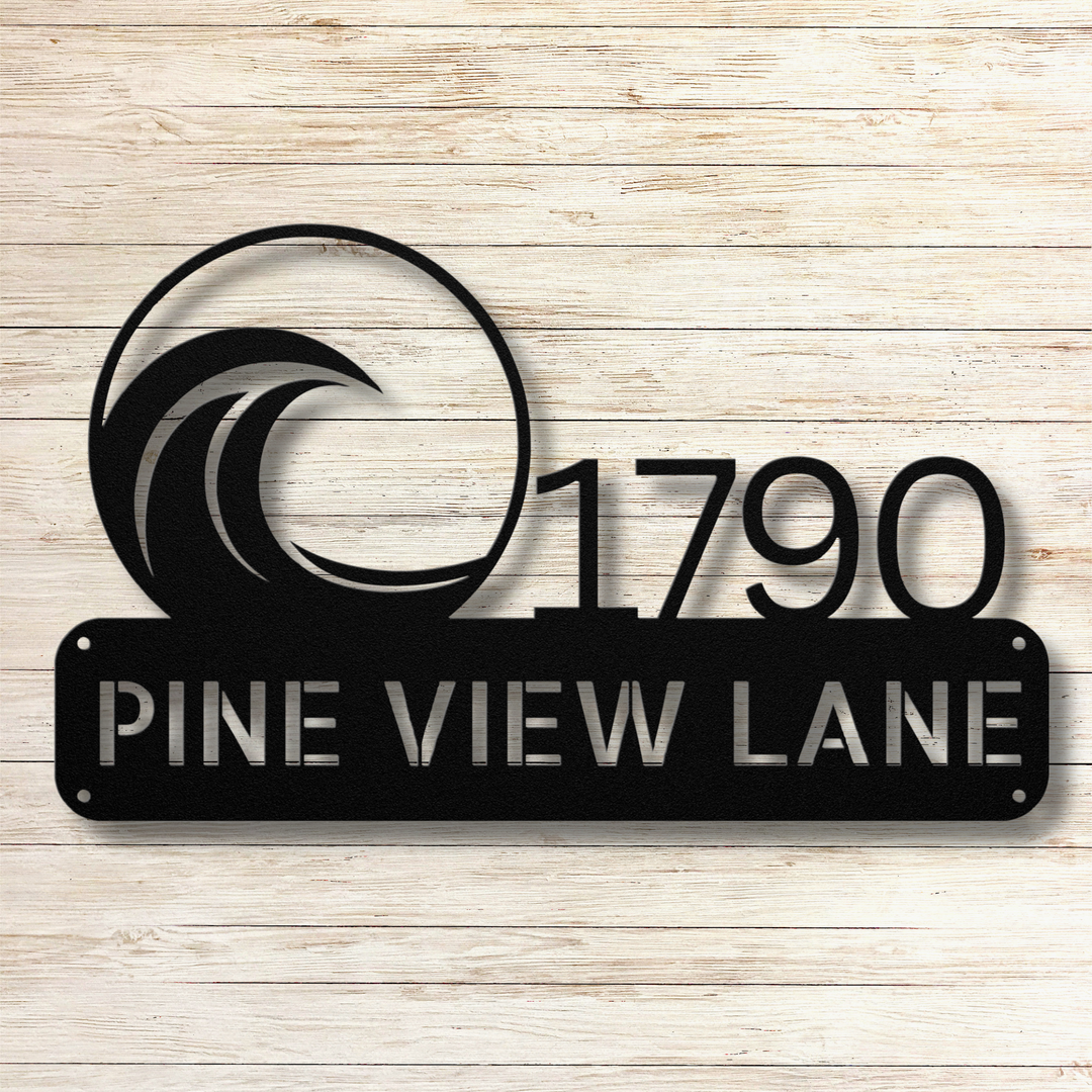 Wave Metal Address Sign