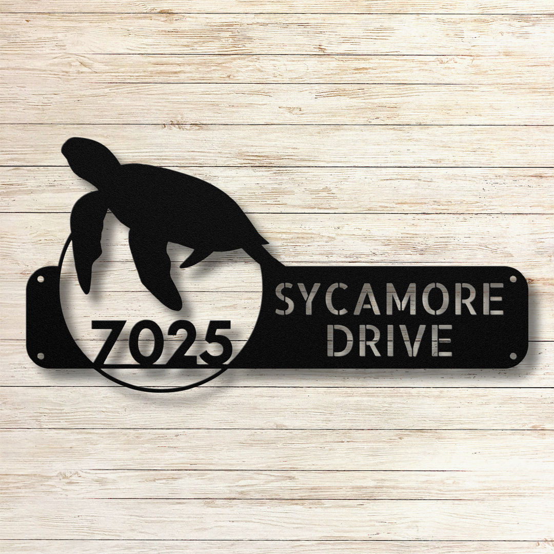 Sea Turtle Metal Address Sign