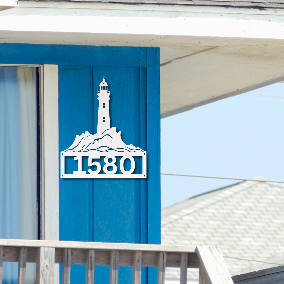 Lighthouse Metal Address Sign