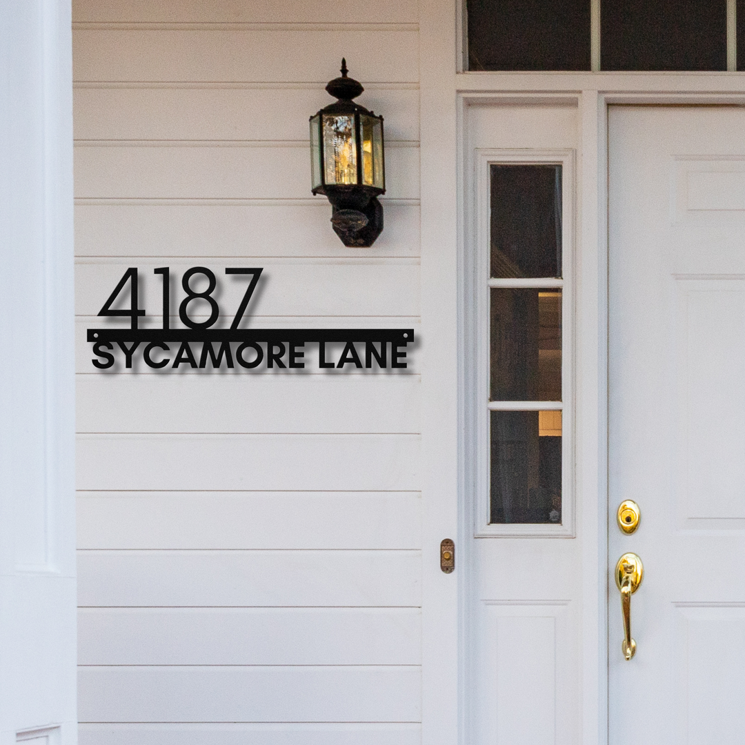 Modern Horizontal Left Metal Address Sign