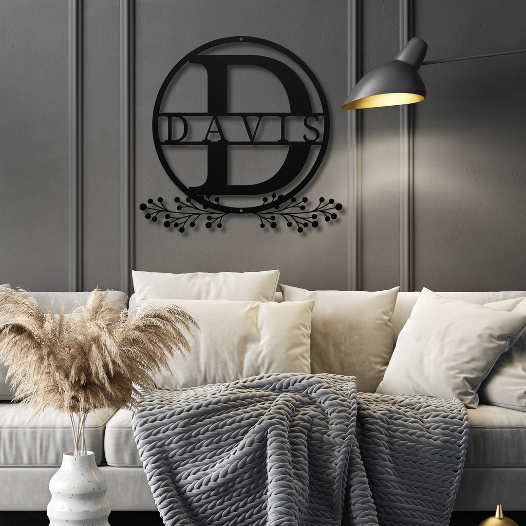 Monogram Name Metal Sign