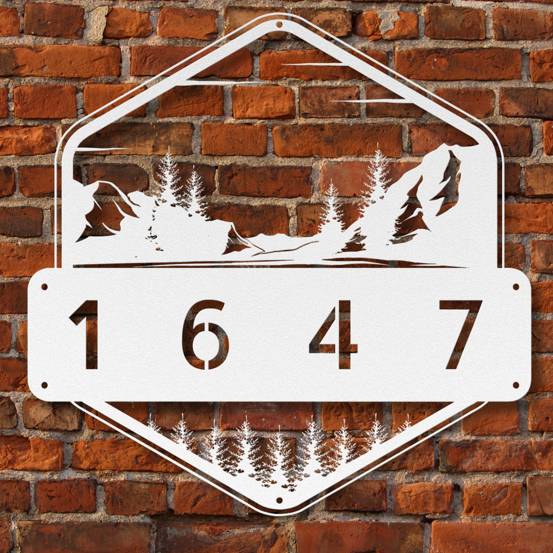 Mountains Metal Address Sign