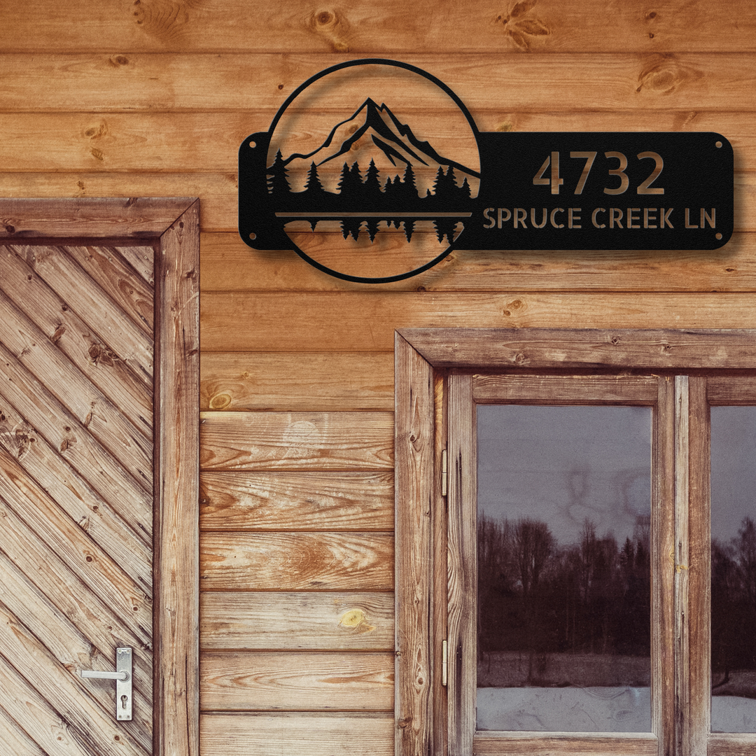 Mountains Metal Address Sign