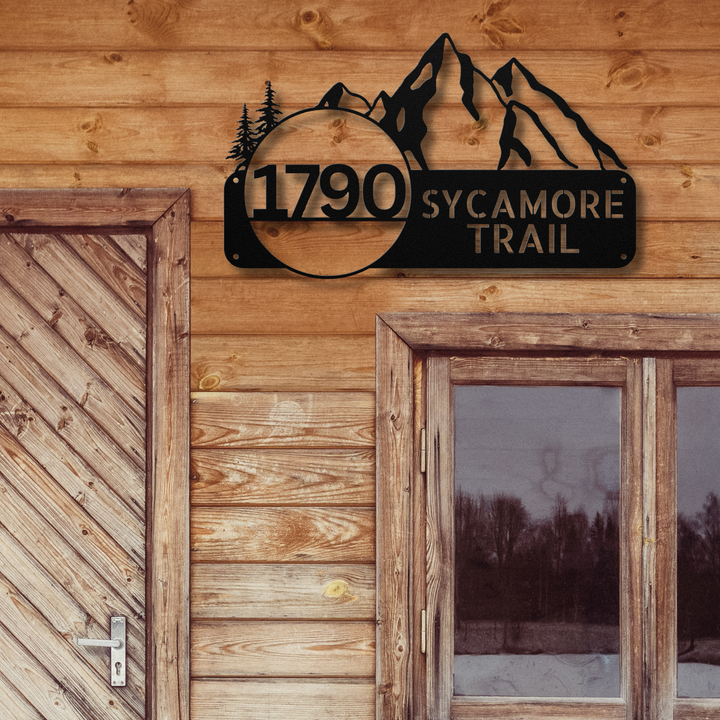 Mountains Metal Address Sign