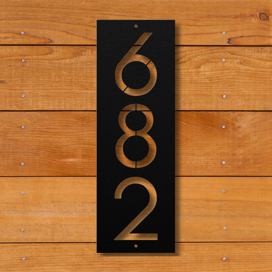 Modern Vertical Metal Address Sign