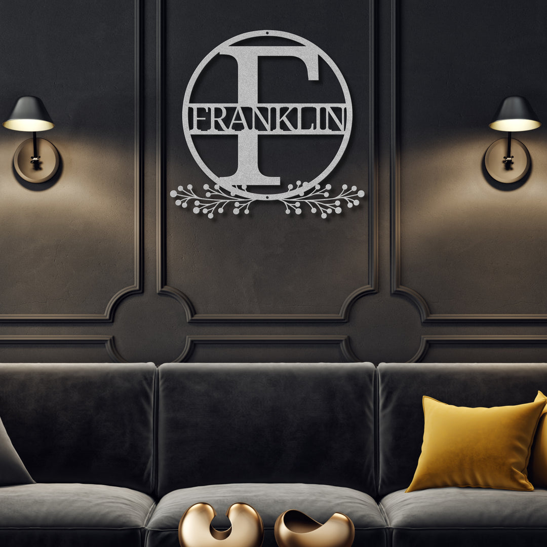 Monogram Name Metal Sign