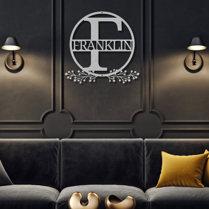 Monogram Name Metal Sign