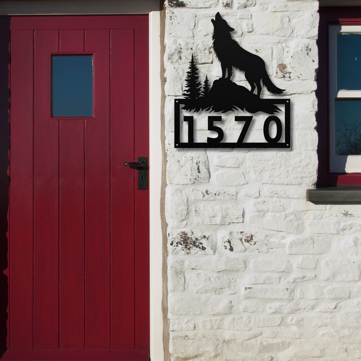 Wolf Metal Address Sign