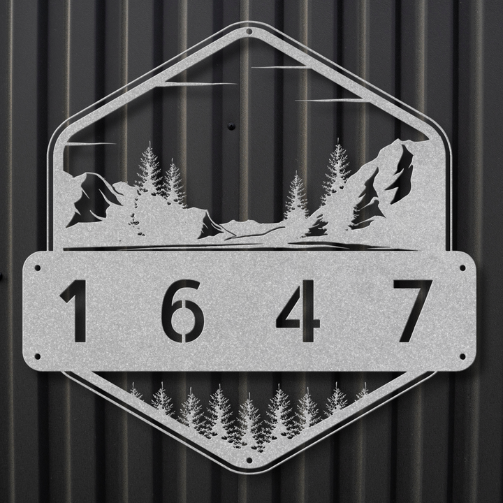 Mountains Metal Address Sign