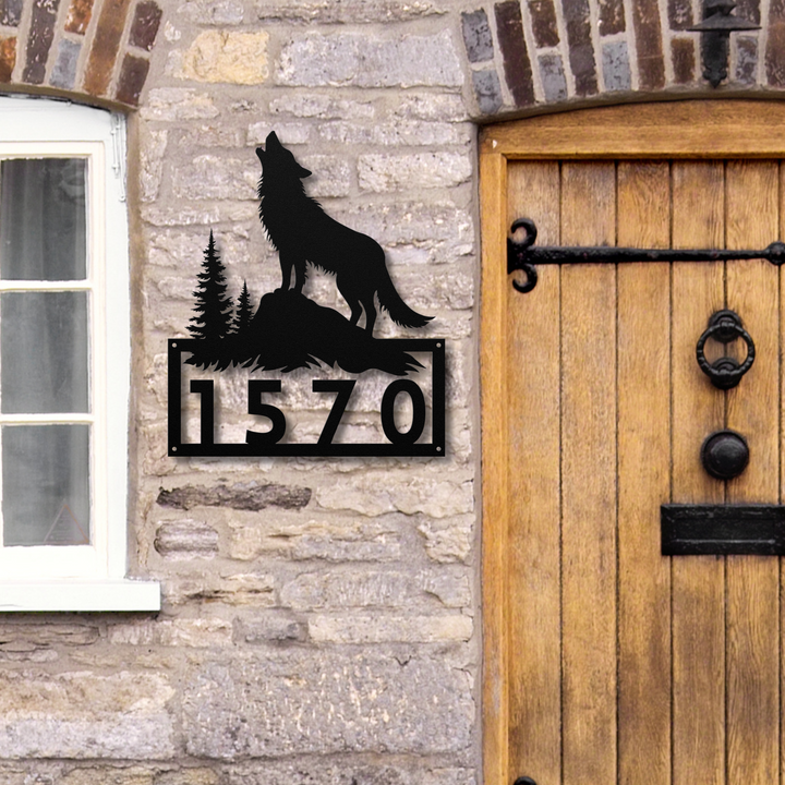 Wolf Metal Address Sign