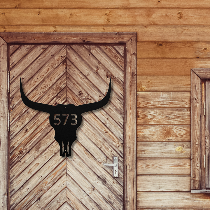 Skull Metal Address Sign