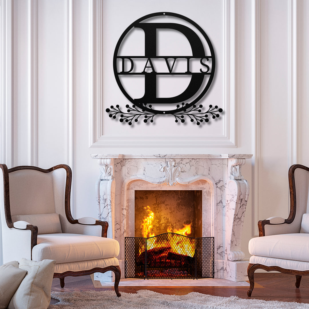 Monogram Name Metal Sign