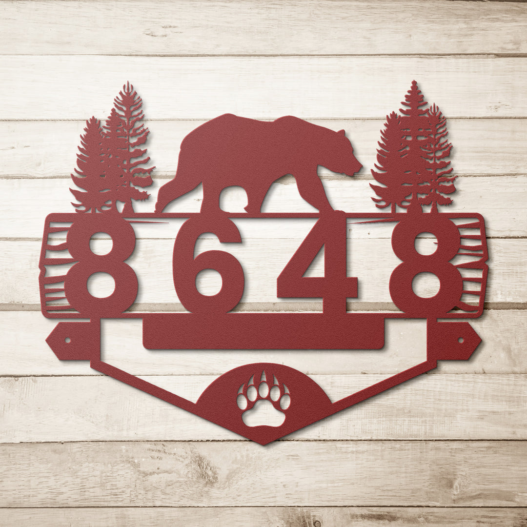 Bear Metal Address Sign
