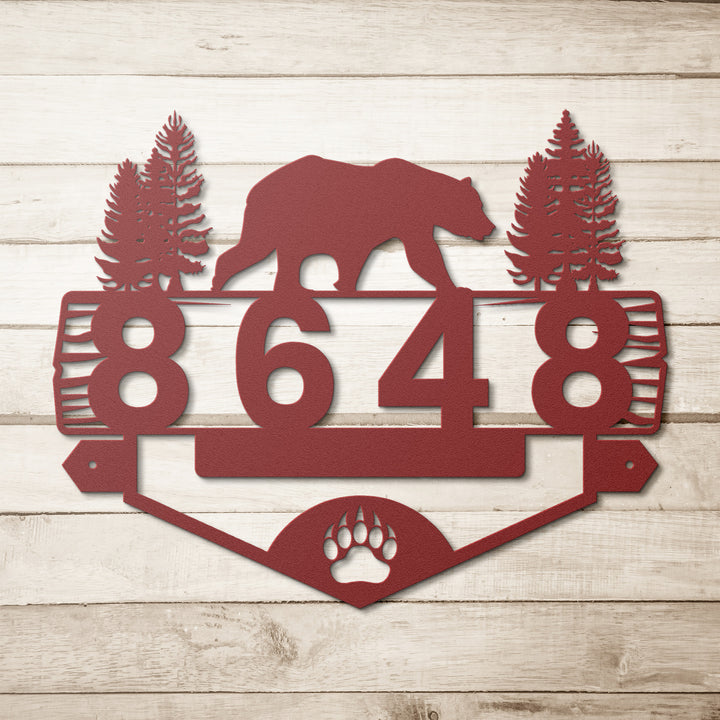 Bear Metal Address Sign