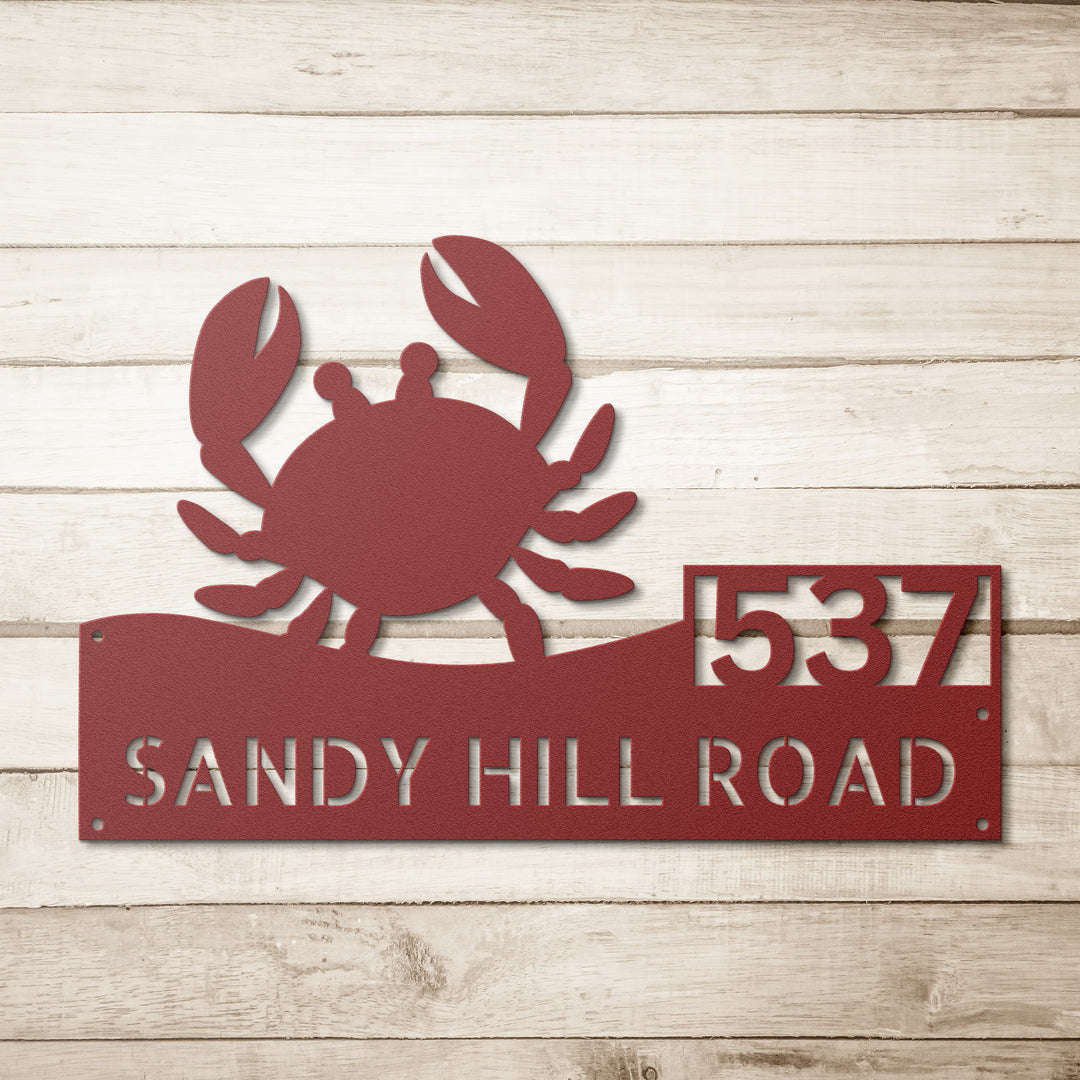 Crab Metal Address Sign