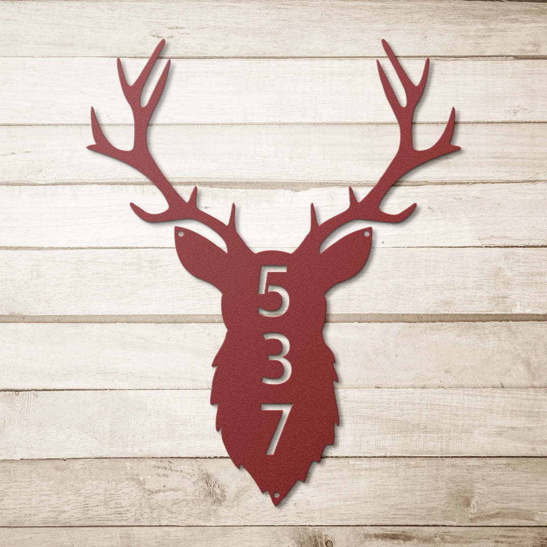 Deer Head Metal Address Sign