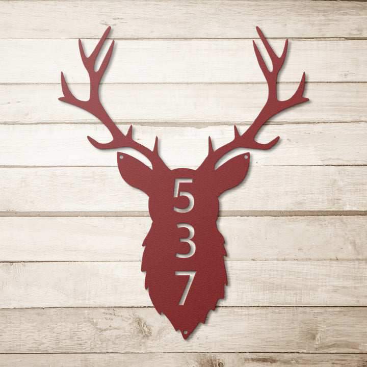 Deer Head Metal Address Sign