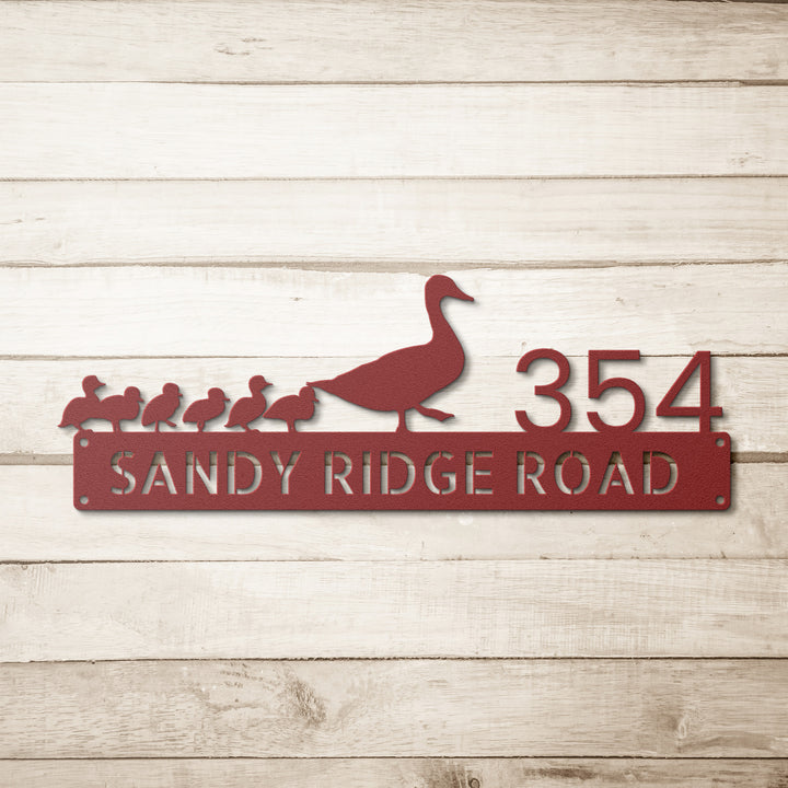 Duck and Ducklings Metal Address Sign