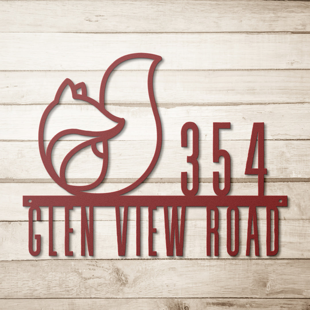 Fox Metal Address Sign