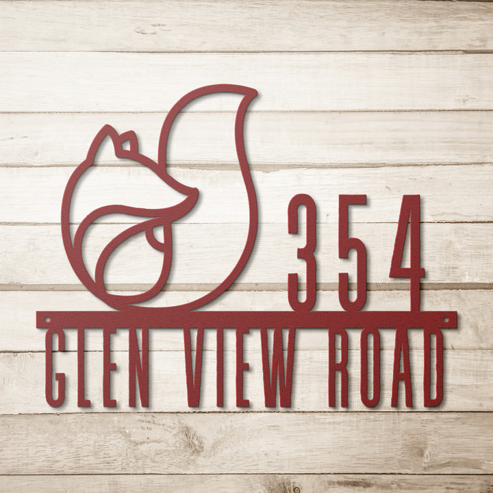 Fox Metal Address Sign