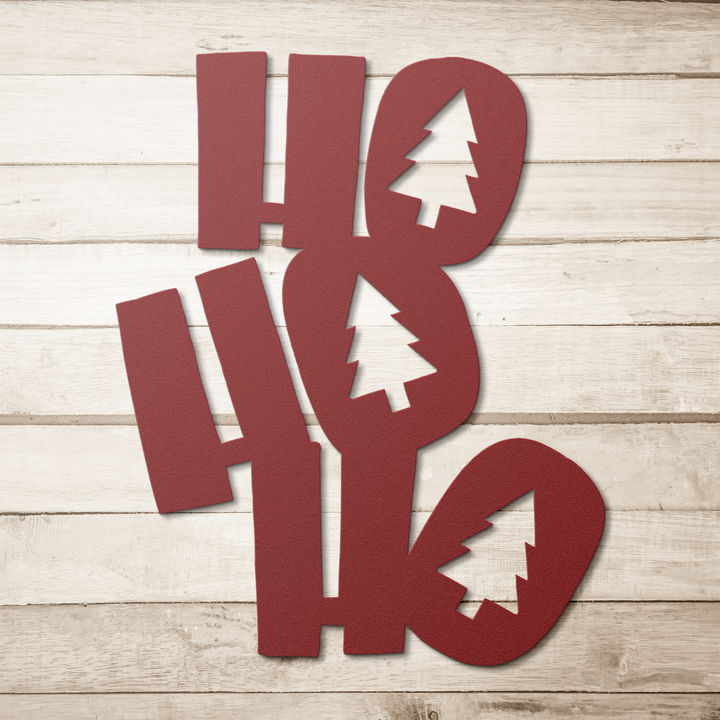 HoHoHo_Holiday_Metal_Sign_Red_Simple_Wood_BKGD_Mockup.png