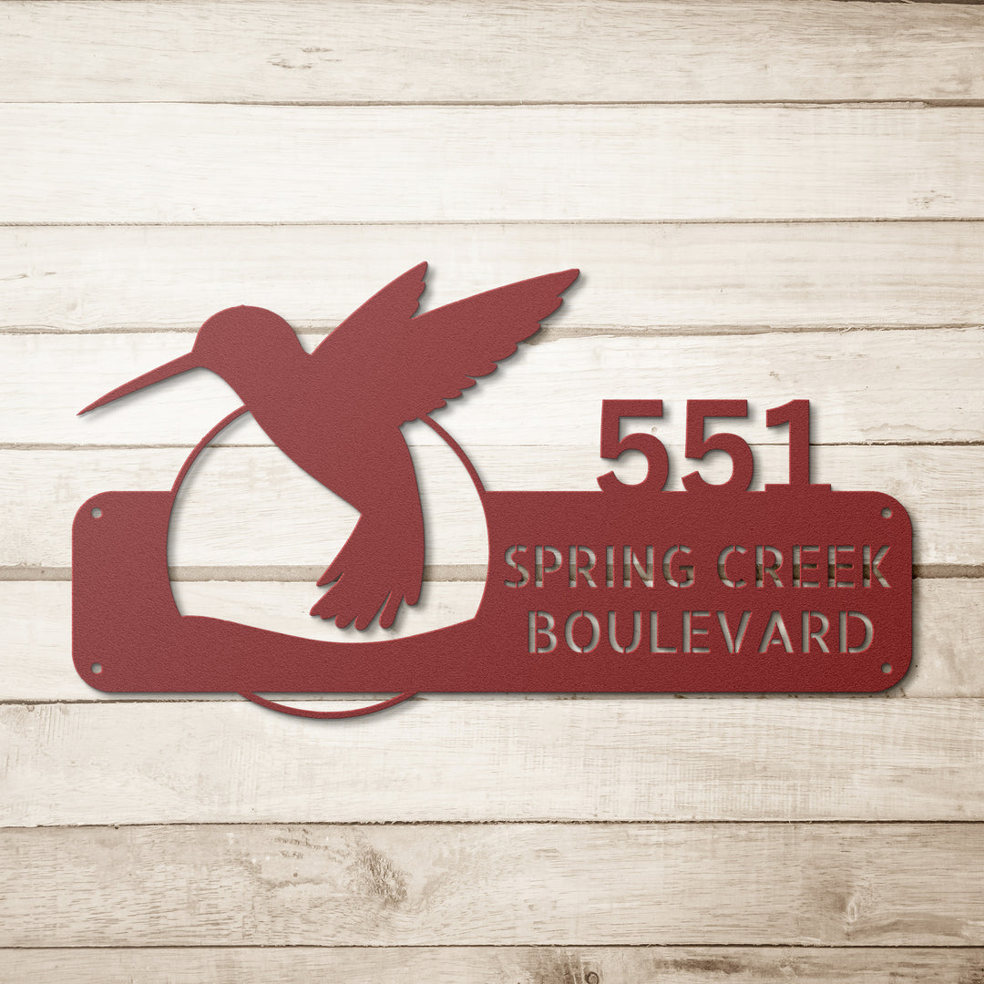 Hummingbird Metal Address Sign