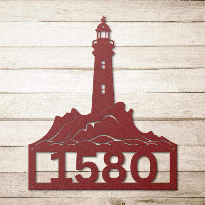 Lighthouse Metal Address Sign