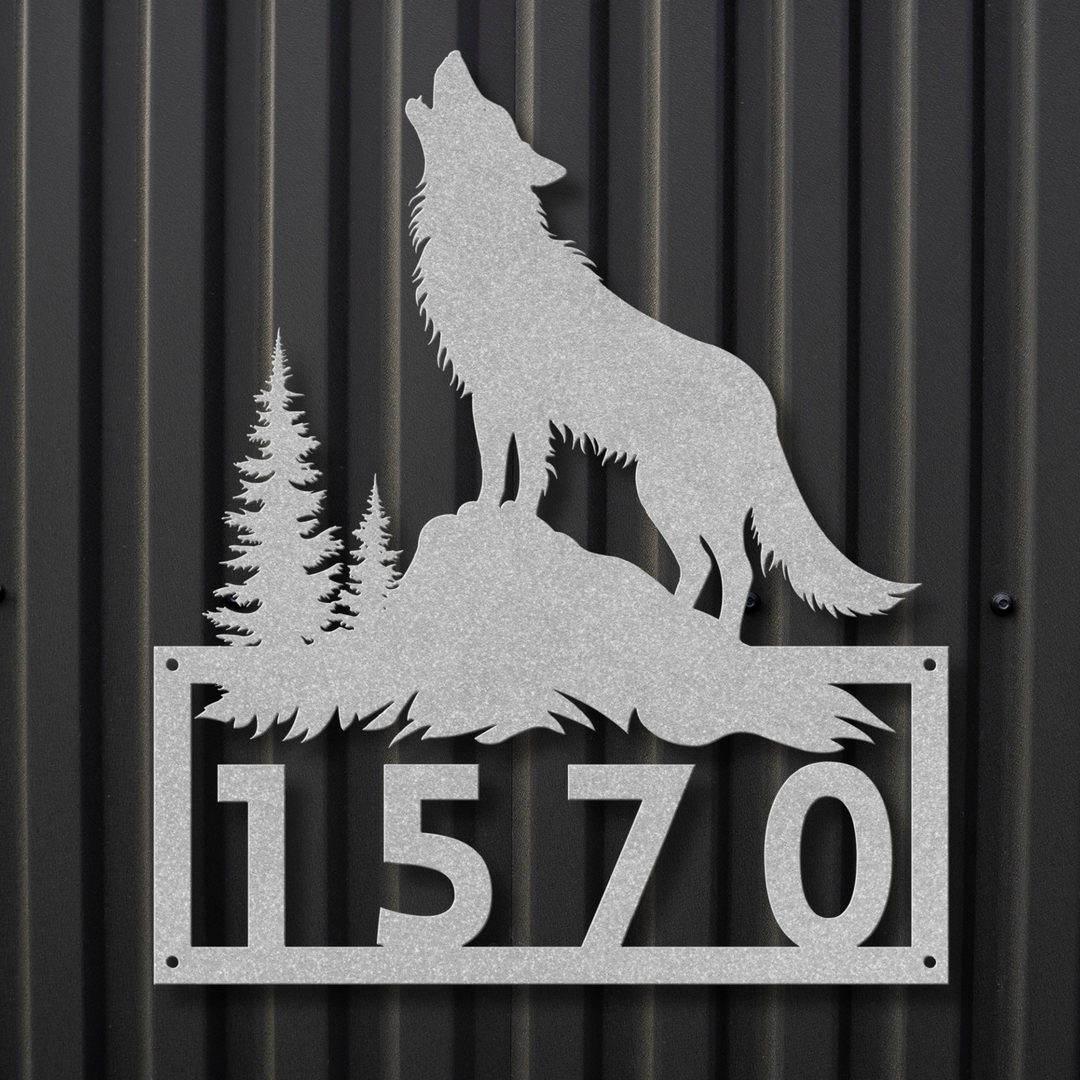 Wolf Metal Address Sign