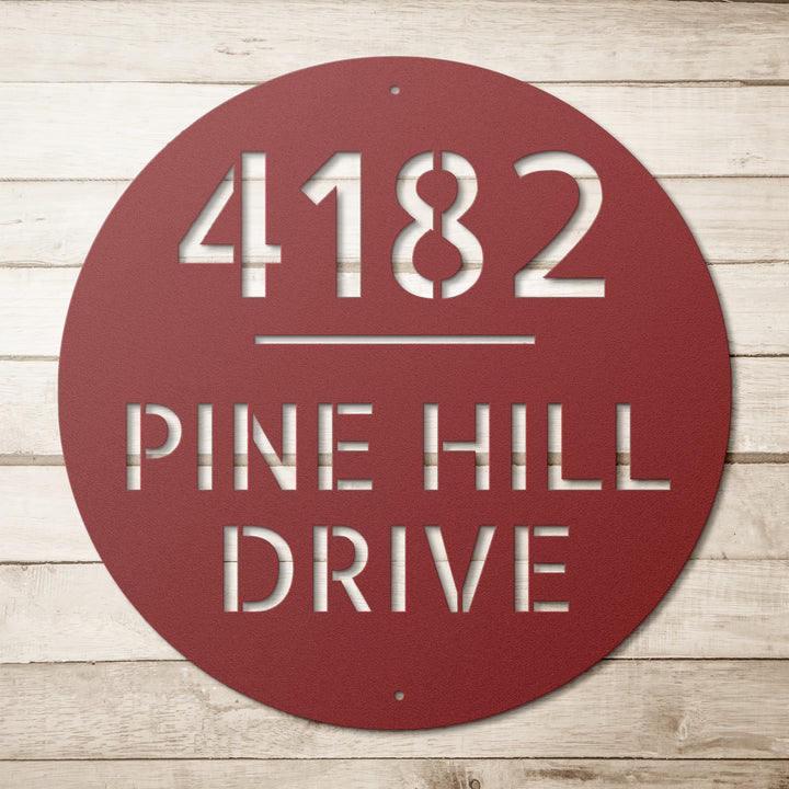 Modern Circle Metal Address Sign