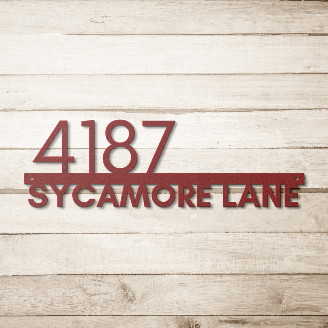 Modern Horizontal Left Metal Address Sign