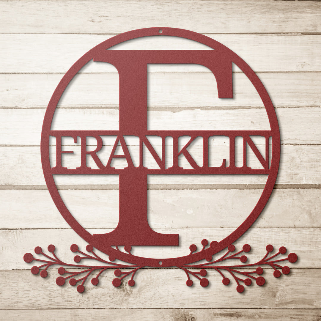 Monogram Name Metal Sign
