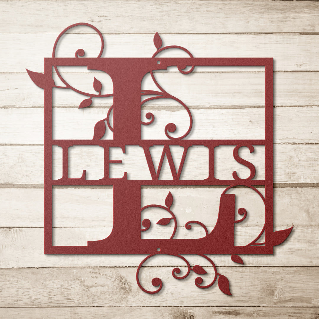 Monogram Name Metal Sign