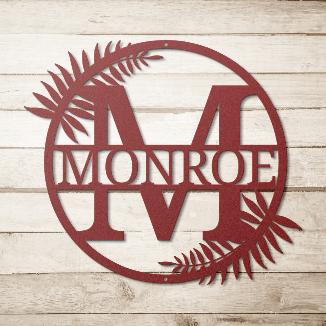 Monogram Name Metal Sign