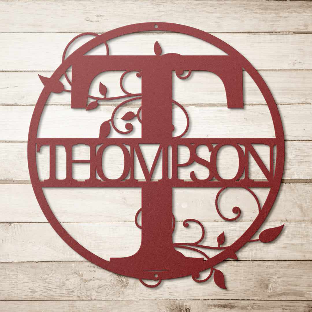 Monogram Name Metal Sign