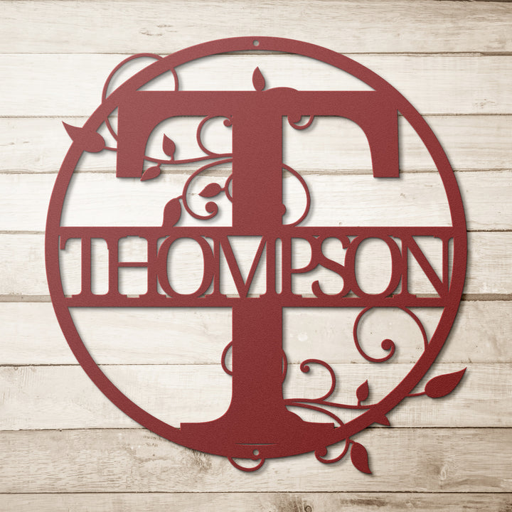 Monogram Name Metal Sign