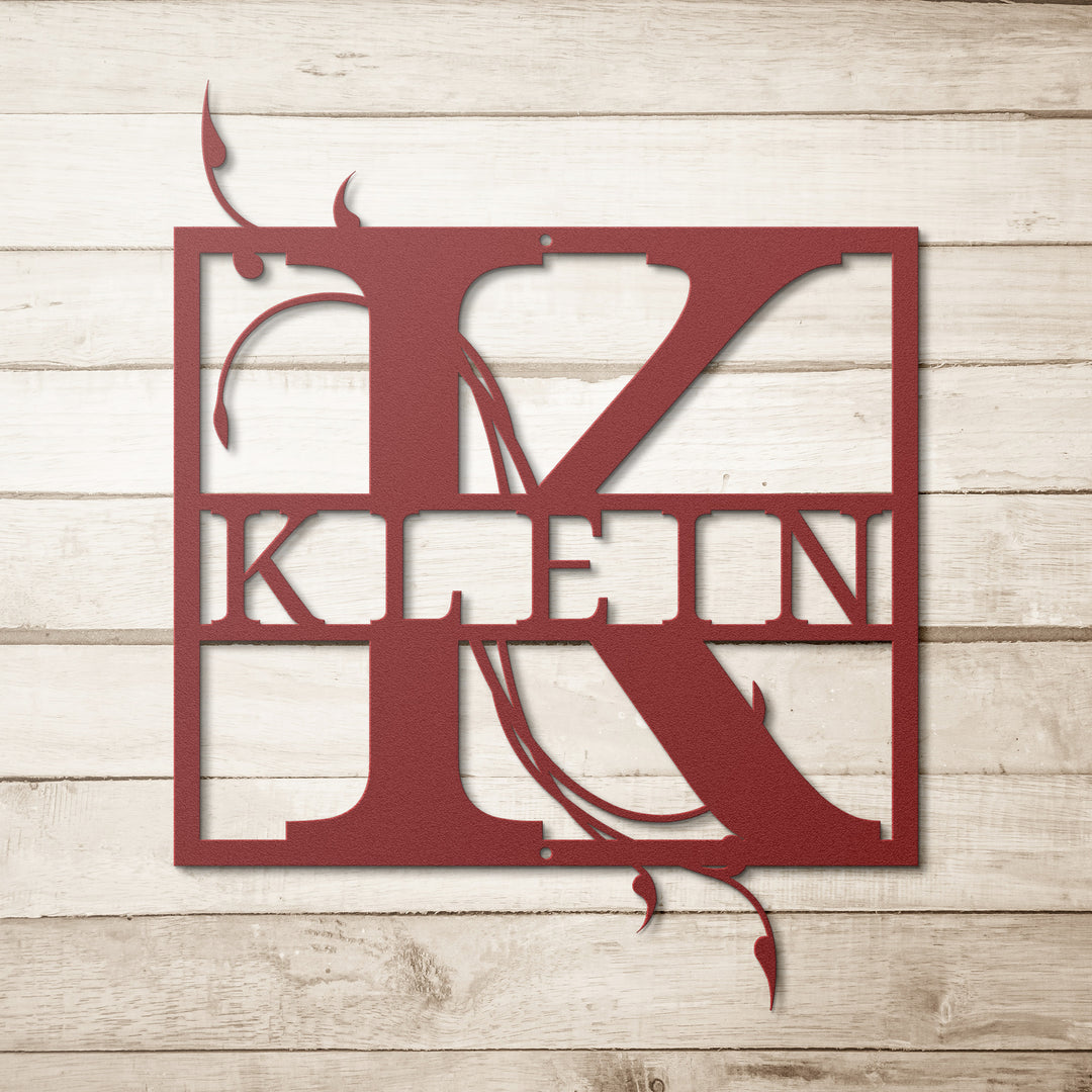 Monogram Name Metal Sign