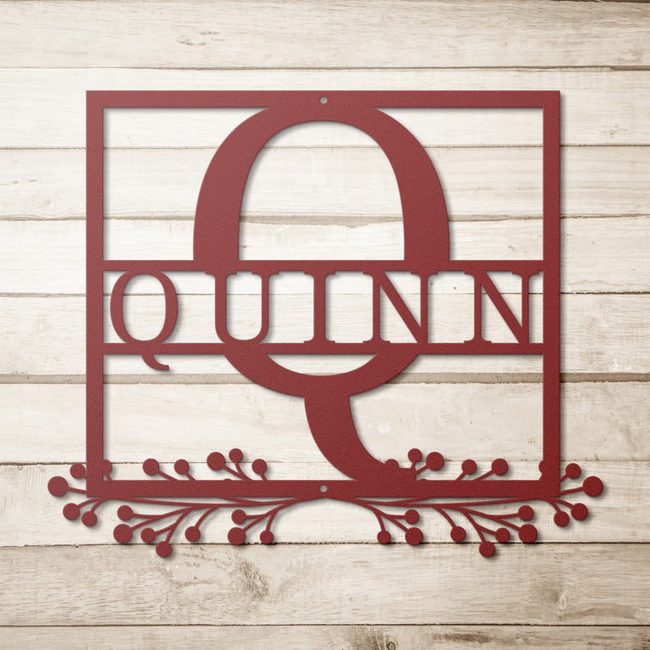 Monogram Name Metal Sign