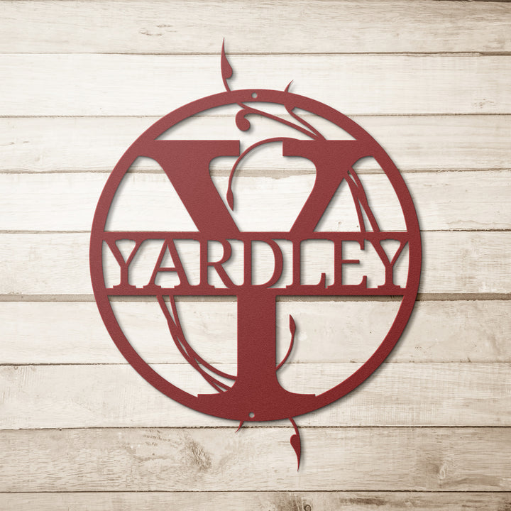 Monogram Name Metal Sign