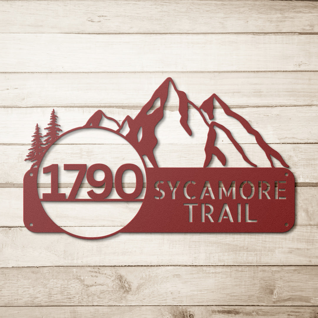 Mountains Metal Address Sign